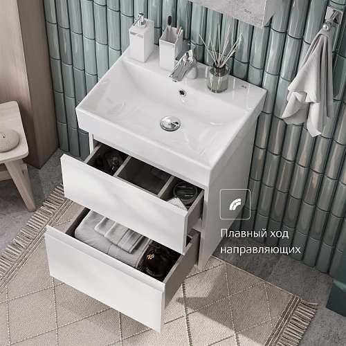 Тумба под раковину Roca Oleta 60 белый матовый, 2 ящика, A857639501 Тумба под раковину Roca Oleta 60 белый матовый, 2 ящика, A857639501