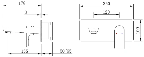 Смеситель для раковины BERGES VENTAS S скрытого монтажа, оружейная сталь 076013 Смеситель для раковины BERGES VENTAS S скрытого монтажа, оружейная сталь 076013