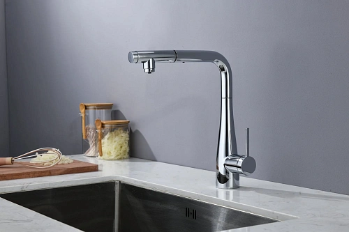 Смеситель для кухни AQUAme Cucina AQM9902CR с выдвижным изливом, хром Смеситель для кухни AQUAme Cucina AQM9902CR с выдвижным изливом, хром