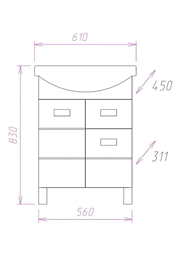 Тумба под раковину Onika БАЛТИКА 60.12 106041 Тумба под раковину Onika БАЛТИКА 60.12 106041