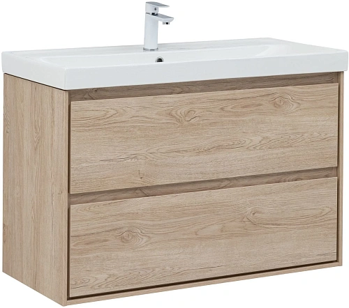 Тумба под раковину Aquanet Милан 100 дуб светлый 00336385 подвесная Тумба под раковину Aquanet Милан 100 дуб светлый 00336385 подвесная