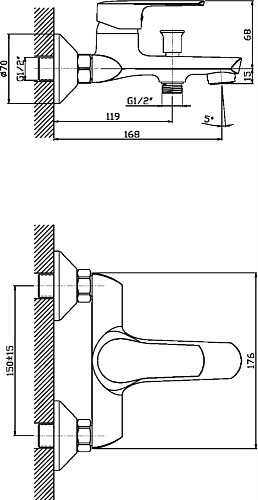 Смеситель для ванны STWORKI Хальмстад XAL-12cr 569195 Смеситель для ванны STWORKI Хальмстад XAL-12cr 569195