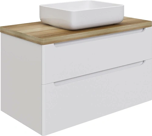 Комплект мебели STWORKI Берген 100 белая с темной столешницей, с раковиной Углич 0117 567265 Комплект мебели STWORKI Берген 100 белая с темной столешницей, с раковиной Углич 0117 567265