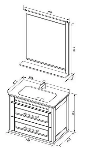 Комплект мебели Aquanet Бостон М 80 белый ручки золото, раковина Бостон 00281193 Комплект мебели Aquanet Бостон М 80 белый ручки золото, раковина Бостон 00281193