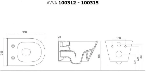 Унитаз подвесной Boheme Avva 972-B черный матовый без сиденья Унитаз подвесной Boheme Avva 972-B черный матовый без сиденья