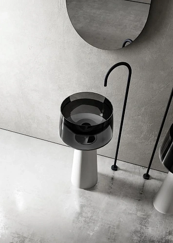 Раковина ABBER Kristall AT2706White-Onyx отдельностоящая, прозрачная, белый/черный Раковина ABBER Kristall AT2706White-Onyx отдельностоящая, прозрачная, белый/черный