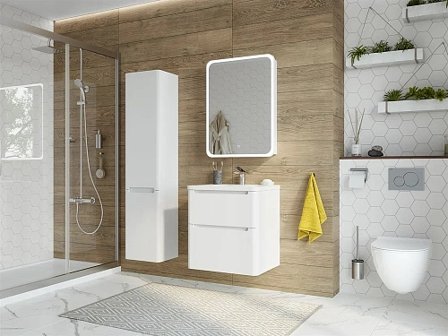 Комплект мебели STWORKI Монтре 60 белая, подвесная, в современном стиле, российская (гарнитур, компл 432004 Комплект мебели STWORKI Монтре 60 белая, подвесная, в современном стиле, российская (гарнитур, компл 432004