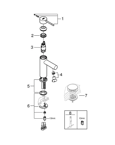 Смеситель для раковины GROHE Essence+ (34294001) с низким изливом, хром Смеситель для раковины GROHE Essence+ (34294001) с низким изливом, хром