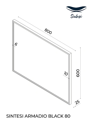 Зеркало Sintesi ARMADIO BLACK 80 800x600 SIN-SPEC-ARMADIO-black-80 с LED-подсветкой Зеркало Sintesi ARMADIO BLACK 80 800x600 SIN-SPEC-ARMADIO-black-80 с LED-подсветкой