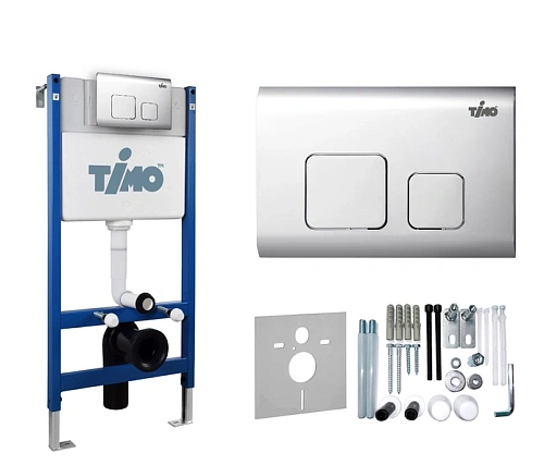 Комплект унитаза Timo INARI TWC-01+FP-002+TK-503 белый с инсталляцией, клавишей смыва SOLI хромированная с шумоизоляцией и креплениями Комплект унитаза Timo INARI TWC-01+FP-002+TK-503 белый с инсталляцией, клавишей смыва SOLI хромированная с шумоизоляцией и креплениями
