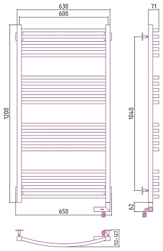 Полотенцесушитель электрический Сунержа Аркус 2.0 1200x600 МЭМ правый 31-5605-1260 Матовый черный Полотенцесушитель электрический Сунержа Аркус 2.0 1200x600 МЭМ правый 31-5605-1260 Матовый черный