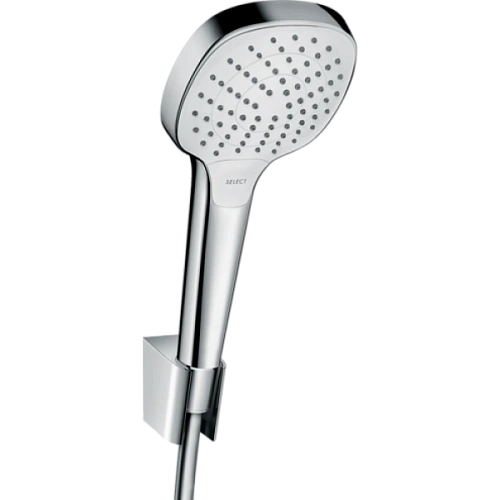 Душевой гарнитур Hansgrohe Croma Select E Vario с держателем и шлангом 125 см. 26425400, белый/хром Душевой гарнитур Hansgrohe Croma Select E Vario с держателем и шлангом 125 см. 26425400, белый/хром