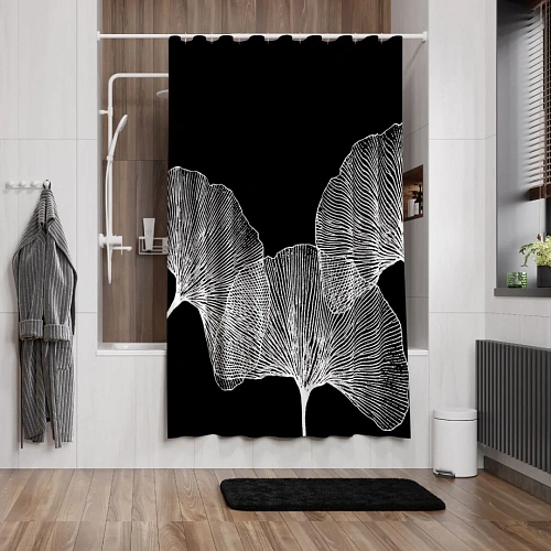 Штора для ванны WasserKRAFT Nau SC-77102 черный/белый Штора для ванны WasserKRAFT Nau SC-77102 черный/белый