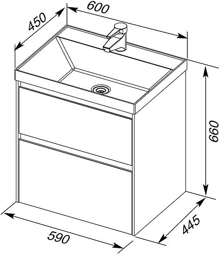 Тумба под раковину Aquanet Гласс 60 белый 00196961 Тумба под раковину Aquanet Гласс 60 белый 00196961