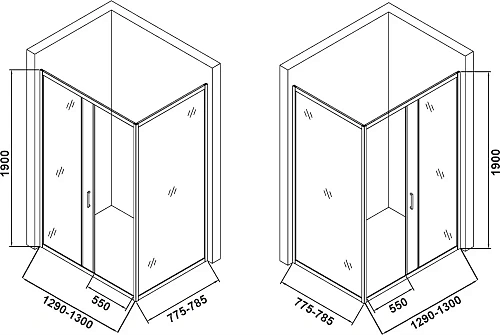 Душевой уголок DIWO Смоленск 130х80 см, профиль хром матовый 556344 Душевой уголок DIWO Смоленск 130х80 см, профиль хром матовый 556344