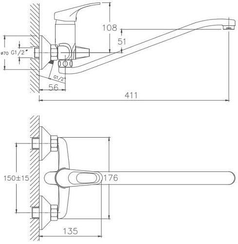 Смеситель для ванны Haiba HB2213-1, хром Смеситель для ванны Haiba HB2213-1, хром