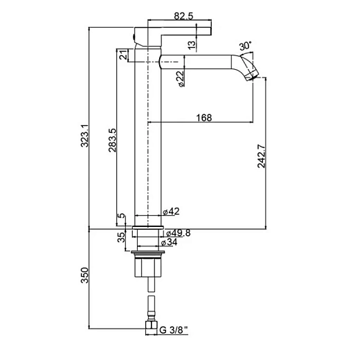 Смеситель для раковины Paini Brera 74PZ205OLL без донного клапана, высокий, чёрный матовый PVD Смеситель для раковины Paini Brera 74PZ205OLL без донного клапана, высокий, чёрный матовый PVD