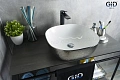 Раковина Gid D1301h021 53302 накладная белая / хром 42,5x42,5x14,5 Раковина Gid D1301h021 53302 накладная белая / хром 42,5x42,5x14,5