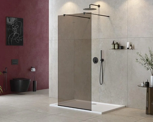 Душевая перегородка CEZARES LIBERTA-L-2-100-BR-NERO 100см стекло тонированное (бронза), профиль черный Душевая перегородка CEZARES LIBERTA-L-2-100-BR-NERO 100см стекло тонированное (бронза), профиль черный