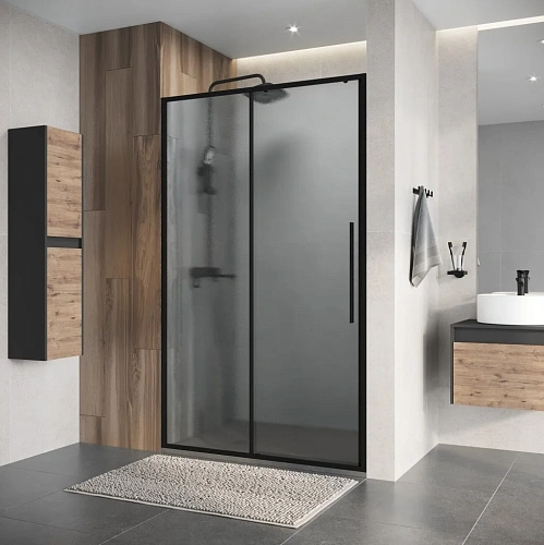 Душевая дверь Niagara Nova NG-84-L13CHB (130х195) черный матовый, раздвижная влево, стекло шиншилла Душевая дверь Niagara Nova NG-84-L13CHB (130х195) черный матовый, раздвижная влево, стекло шиншилла