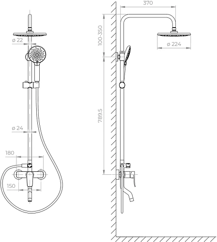 Душевая система RGW Shower Panels SP-25B черный Душевая система RGW Shower Panels SP-25B черный