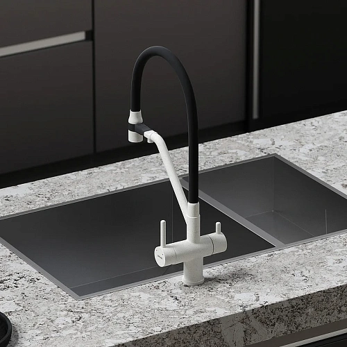 Смеситель для кухни Sancos Dora SC4003GR под фильтр, белый гранит Смеситель для кухни Sancos Dora SC4003GR под фильтр, белый гранит
