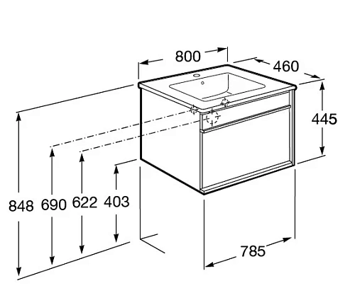 Тумба под раковину Roca Aneto 80 белый 857430806 Тумба под раковину Roca Aneto 80 белый 857430806