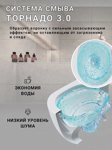 Унитаз подвесной Sintesi SIN-TS-BLT-172 безободковый, сиденье микролифт Унитаз подвесной Sintesi SIN-TS-BLT-172 безободковый, сиденье микролифт