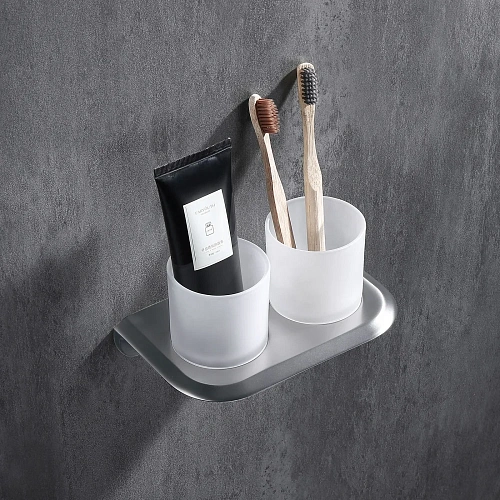 Стакан двойной для зубных щеток ABBER Nord AA1557SP сатин Стакан двойной для зубных щеток ABBER Nord AA1557SP сатин