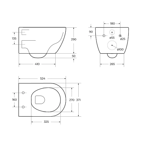 Унитаз подвесной CEZARES COMFORT CZR-191-TH/CZR-2316-SC безободковый с сиденьем Унитаз подвесной CEZARES COMFORT CZR-191-TH/CZR-2316-SC безободковый с сиденьем