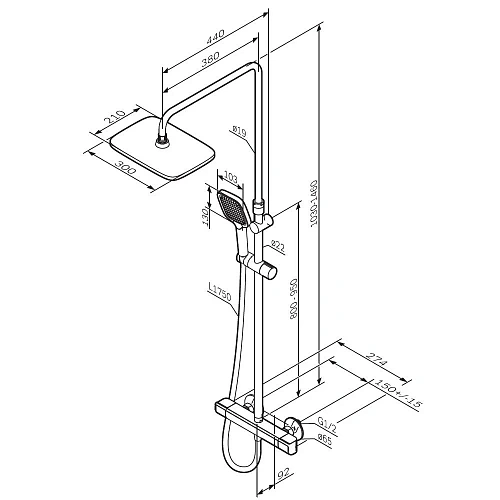 Душевая система AM.PM Func F078F400 с термостатом хром Душевая система AM.PM Func F078F400 с термостатом хром