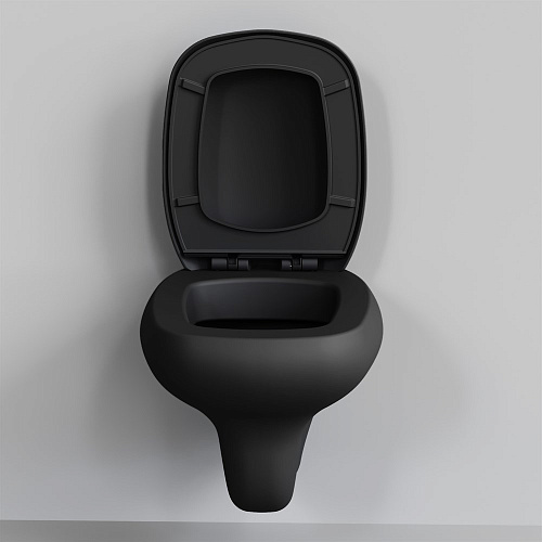 Унитаз подвесной Diamond 123T20201R (530x405x375) матовый черный безободковый с толстой крышкой 123T20201R-122T20201 Унитаз подвесной Diamond 123T20201R (530x405x375) матовый черный безободковый с толстой крышкой 123T20201R-122T20201