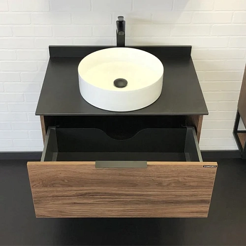Тумба с раковиной Comforty Порто-75 00-00008926 дуб темно-коричневый с черной столешницей c раковиной Comforty 9110 Тумба с раковиной Comforty Порто-75 00-00008926 дуб темно-коричневый с черной столешницей c раковиной Comforty 9110