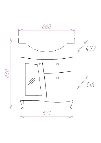 Тумба под раковину Onika ВАЛЕНСИЯ 65.182 106535 Тумба под раковину Onika ВАЛЕНСИЯ 65.182 106535