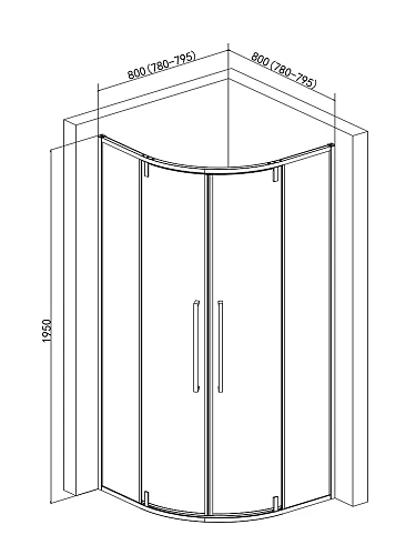 Душевой уголок AQUAme AQM7101-2-8 800x800x1950мм стекло 6мм, цвет профиля матовый черный Душевой уголок AQUAme AQM7101-2-8 800x800x1950мм стекло 6мм, цвет профиля матовый черный