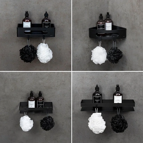 Полка Lemark 300 мм SHELF LINE с крючками, черный 9772050 Полка Lemark 300 мм SHELF LINE с крючками, черный 9772050