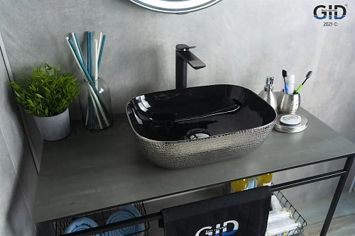 Раковина Gid D1333h020 53319 накладная черная / хром 46x32,5x13,5 Раковина Gid D1333h020 53319 накладная черная / хром 46x32,5x13,5