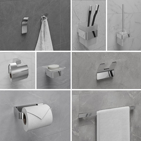 Стакан Lemark SMOOTH LINE с держателем, хром 9731013