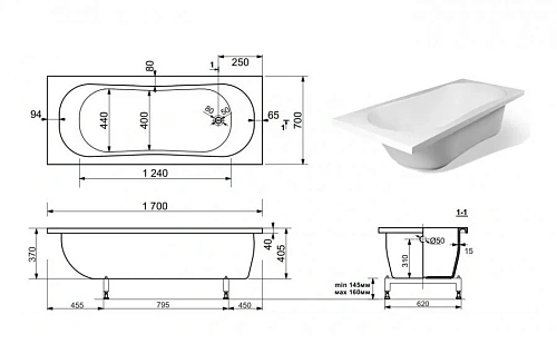 Ванна из искусственного камня Эстет Лаура 1700х700 ФР-00000678 Ванна из искусственного камня Эстет Лаура 1700х700 ФР-00000678
