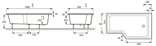 Акриловая ванна Jacob Delafon Bain-Douche Neo 160х70 E6D000L-00 левая Акриловая ванна Jacob Delafon Bain-Douche Neo 160х70 E6D000L-00 левая