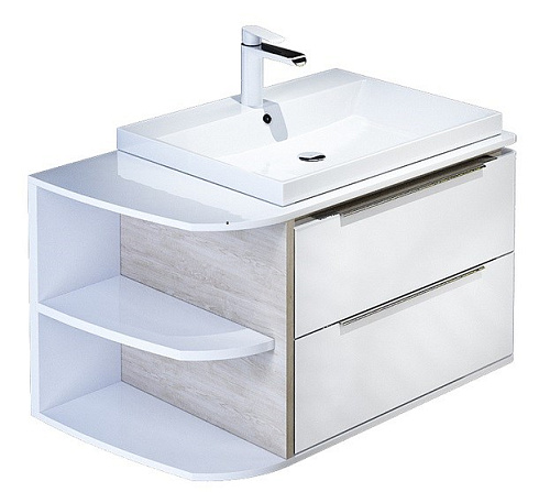 Тумба с раковиной IDDIS Calipso 80 подвесная белая/под дерево полки слева (CAL80W0i95K) Тумба с раковиной IDDIS Calipso 80 подвесная белая/под дерево полки слева (CAL80W0i95K)