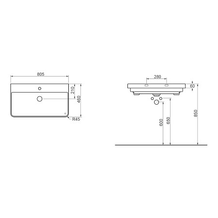 Раковина OttoBagno Vivace 80 03080 Раковина OttoBagno Vivace 80 03080
