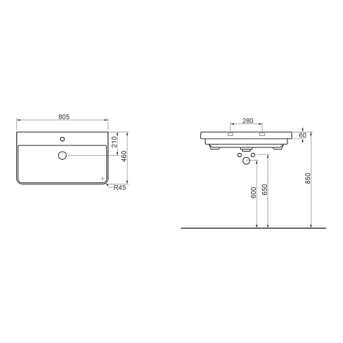 Раковина OttoBagno Vivace 80 03080 Раковина OttoBagno Vivace 80 03080