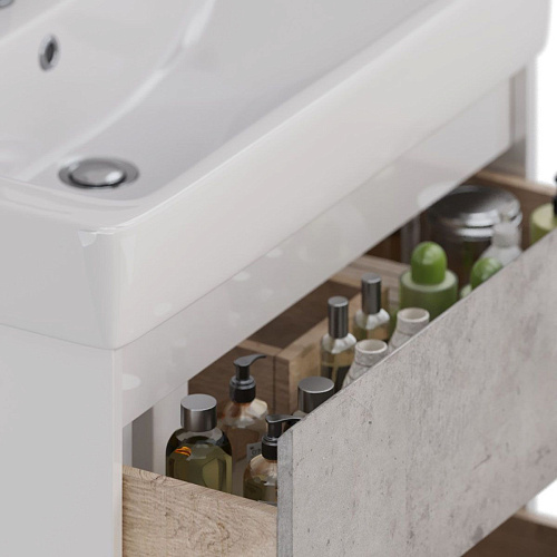 Тумба под раковину Lemark COMBI 80 см подвесная/напольная, бетон/белый LM03C80T-Beton Тумба под раковину Lemark COMBI 80 см подвесная/напольная, бетон/белый LM03C80T-Beton