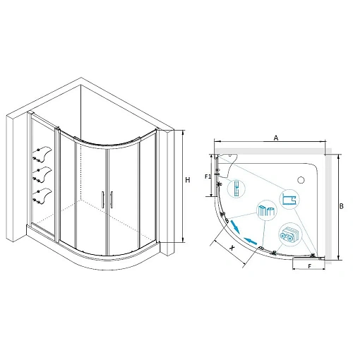 Душевой уголок RGW Hotel HO-62 (HO-51 + Z-42) 03066213-11 Душевой уголок RGW Hotel HO-62 (HO-51 + Z-42) 03066213-11
