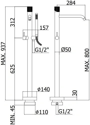 Смеситель для ванны Paffoni Jo JO032CR Смеситель для ванны Paffoni Jo JO032CR