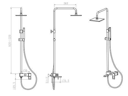 Душевая система Boheme Q BlackBlue 148-BUW.2 Душевая система Boheme Q BlackBlue 148-BUW.2