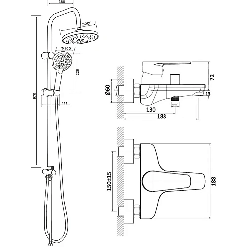 Душевая система Orange Flipo M23-933cr с изливом, хром Душевая система Orange Flipo M23-933cr с изливом, хром