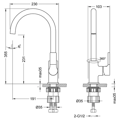 Смеситель для кухни Lemark Aura LM0605C, хром Смеситель для кухни Lemark Aura LM0605C, хром