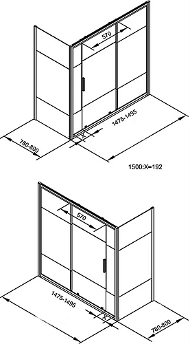 Боковая стенка Aquanet Practic AE10-F-80H150U-CP 800x1500, прозрачное стекло Боковая стенка Aquanet Practic AE10-F-80H150U-CP 800x1500, прозрачное стекло